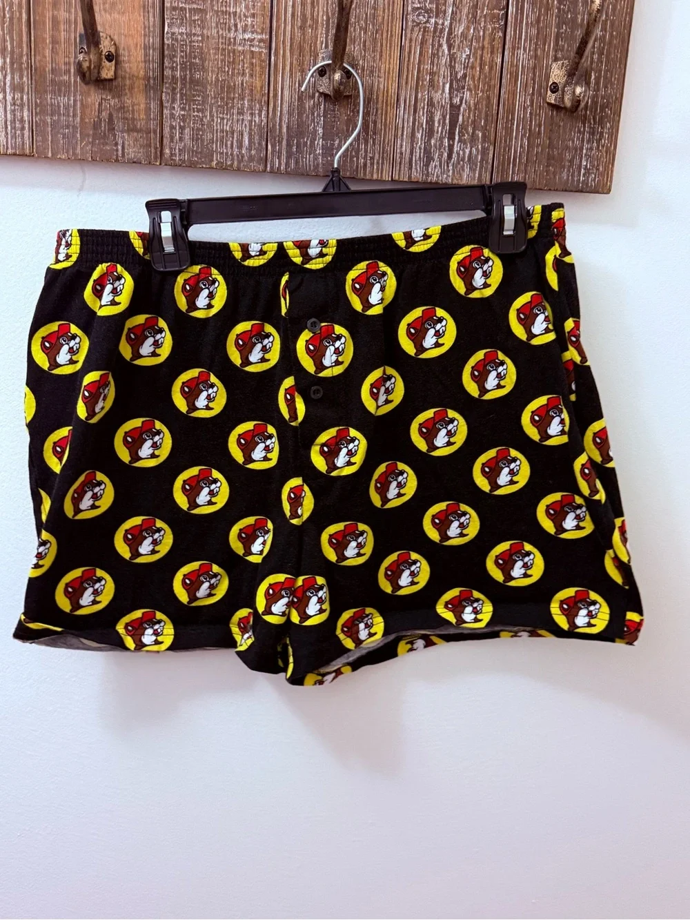 Black Boxer Shorts with Yellow & Red Character Print